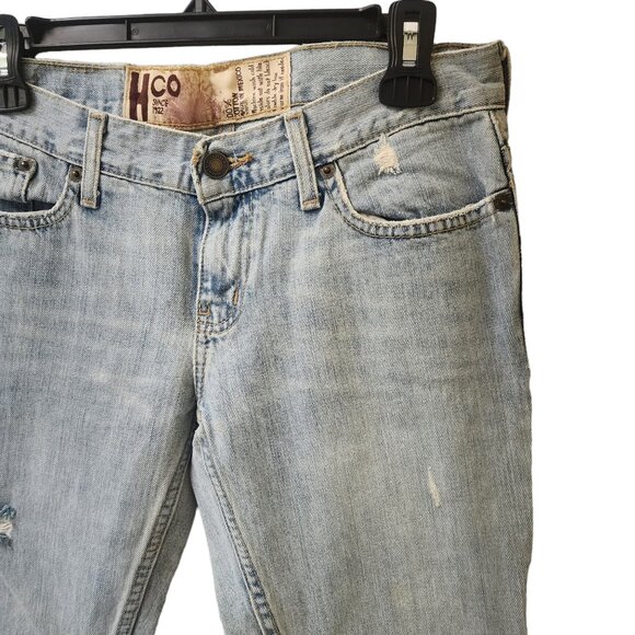 Hco Cut Off Flare Distressed Jean Crop Capris Size 9 Low Rise y2k - Picture 2 of 8